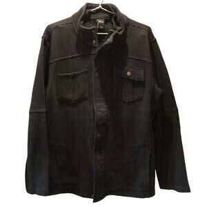 Maxx Black Modern Zip Up Pea Coat Mens L